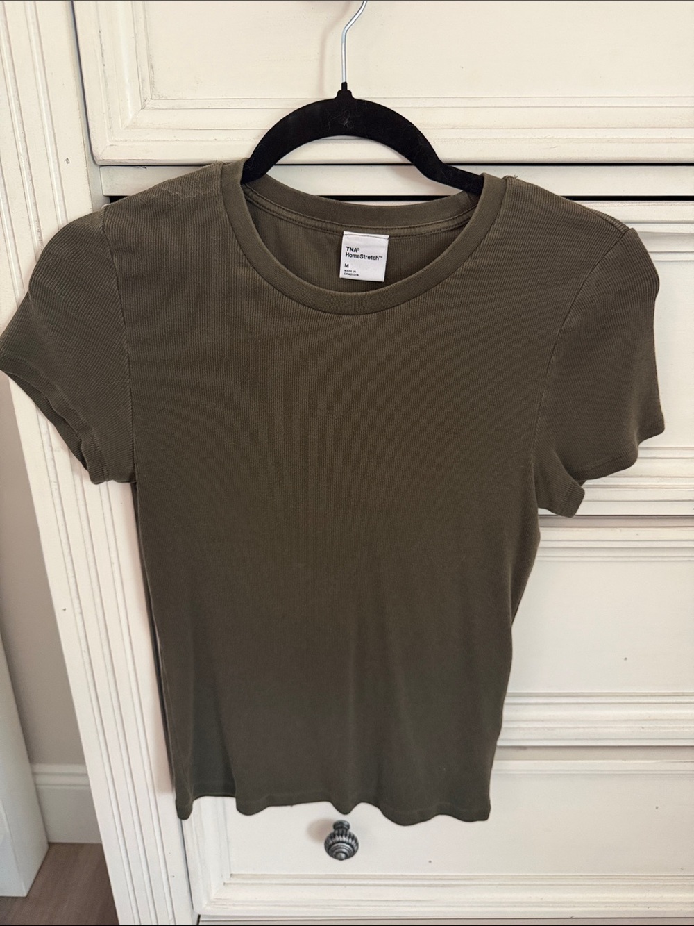 TNA homestretch Classic Ribbed Olive Green Crewneck Tee